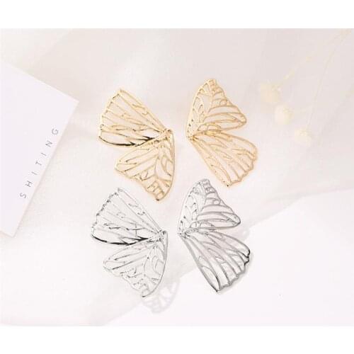 Female Hyperbole Stud Earrings Trendy Butterfly Wing Shaped Hollow Design Surprise Birthday Present For Women Dropshipping