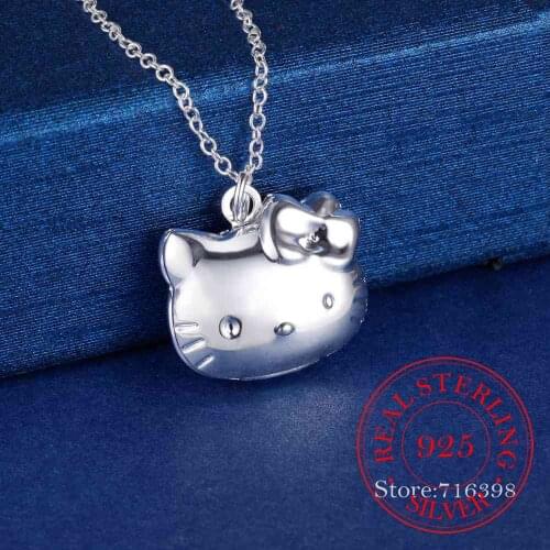 925 Sterling Silver Hot Fine Kitty Cat Style Pendant Necklace for Women Fashion Luxury Party Wedding Jewelry Christmas Gifts