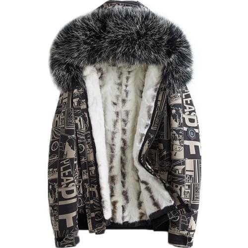 Winter Mens Mink Leather Fur Jacket Bigger Real Raccoon Fur Collar Coat Removable Mink Fur Liner Chaqueta De Los Hombres