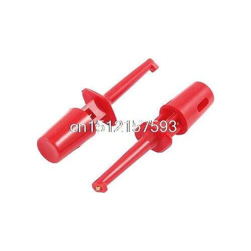 10 x Spring Loaded SMD IC Test Hook Clip Red for Multimeter Lead Cable