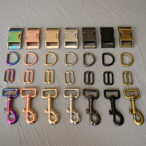 100 sets 15/20/25mm Metal Straps Slider D Ring Release Belt Buckle For Dog Collar Paracord Sewing Accessory Strong Hardware 4s8