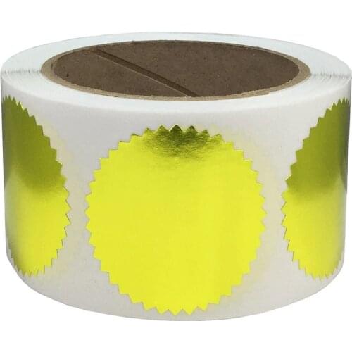 35mm Envelope Package Seals Serrated Edge Metallic Gold Foil Certificate Award Stickers Round 500 Total