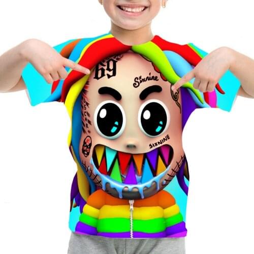 6ix9ine 3d Printing T Shirt Children Funny Cartoon T-shirt Boys/girls Digital 3d Printing Tops Tee Graphic Tshirt Children Shirt