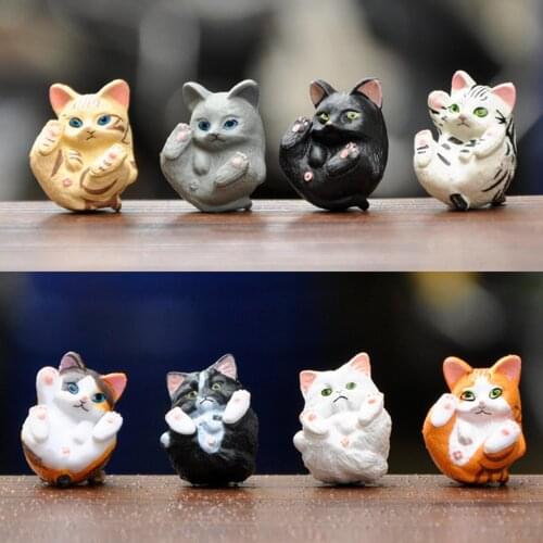 8Pcs Animal Cat Figure Fresh Car Decor Landscape Gardening Table Ornament Doll