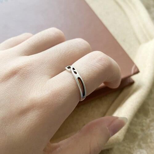 925 Silver Womens Jewelry Interwoven Connected Hollow Ring Simple Fashion Couple Jewelry Opening Adjustable Ring