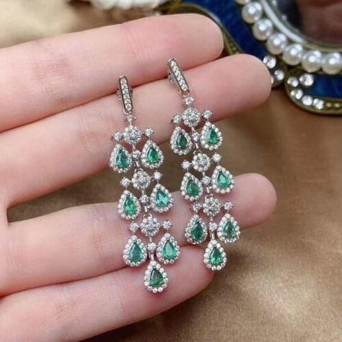 925 Sterling Silver Natural Emerald Stud Earrings Classic Fine Jewelry Women Wedding Gift New 3*4mm
