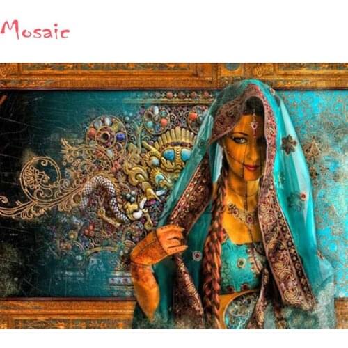 Diamond Embroidery indian beautiful woman DIY Diamond Painting Cross Stitch Picture Rhinestones Full square Diamond Mosaic