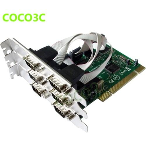 Free Shipping 6 serial RS232 Ports PCI card DB9 port to PCI I/O card converter,chipset Moschip MCS9865