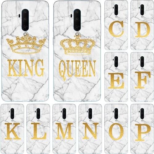 Phone Case for Oneplus One Plus 7 7T Pro 6 6T 5 5T White Marble Golden English Letter Fashion Name Back Cover Shell Fundas