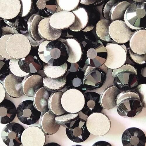 Black Hematite Flatback Glass Nails Rhinestones Nail Art Decoration Non HotFix Stones Shiny Gems Manicure Accessories