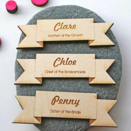 Wooden Ring Security Badge Pin , Wedding Rustic Wooden Ring Bearer Gift Wedding Accessories Brooch