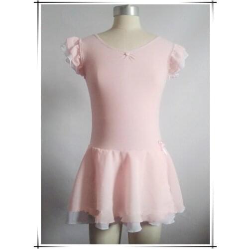 Children Gymnastics Leotard Lace Dance Dress Short Sleeves Ballet Tutu Ballet Dress Dance Wear