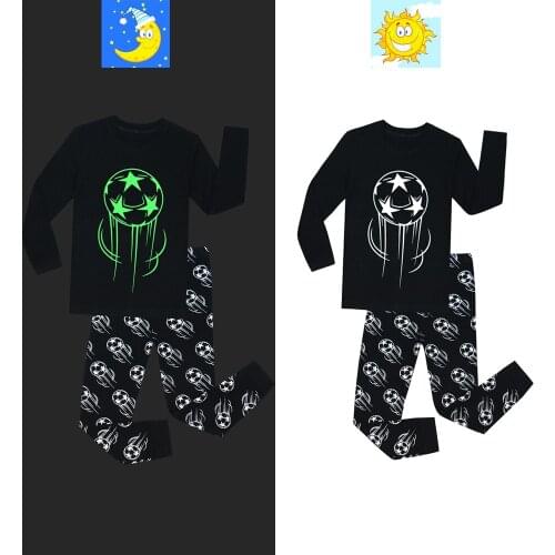 Baby Unicorn Pajamas Cotton Boys Glow in Dark Pajamas Sets Animal Dinosaur Football Kids Pyjamas Glow in the Dark Girls Pijamas