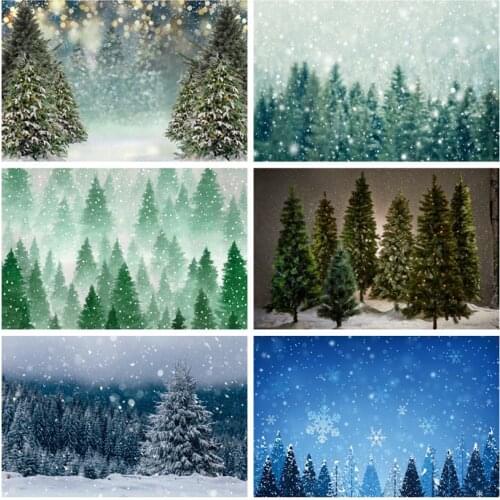 Yeele Dark Sky Moon Stars Photo Background Photophone Christmas Trees Snowflak Photography Backdrops for Decor Customized Size