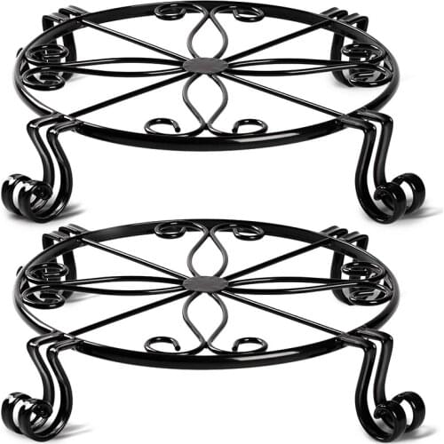 HOT-2 Pcs Plant Stand Metal 10Inch Heavy Duty Potted Holder Indoor Outdoor Rustproof Iron Garden Container Supports Rack