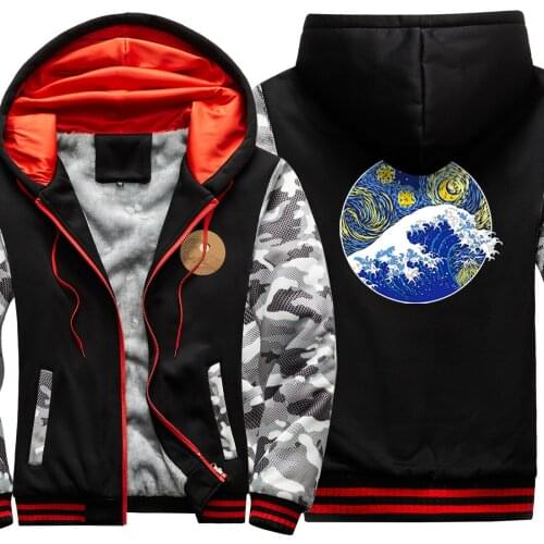 Seawater Print Camouflage Raglan Thicken Jackets 2020 New Arrival Winter Fashion Clothing And Hooded Streetwear sudadera hombre