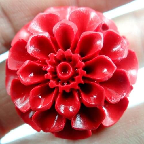 Chinese Red Organic Cinnabar carve flower pendant stone Jewelry making necklace Lucky Amulet Transshipment Evil Gift A1