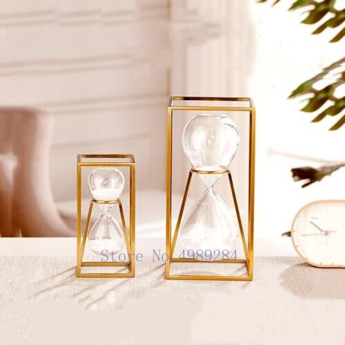 Creativity Metal Glass Hourglass Timer Crafts Ornaments 30 Minutes Modern Home Decoration Accessories for Living Room Figurines