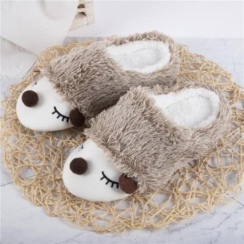 Hedgehog cute cartoon female home slippers autumn and winter indoor floor warm anti-slip cotton slippers