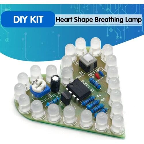 DIY Kit Heart Shape Breathing Lamp Kit DC 4V-6V Breathing LED Suite Red White Blue Green DIY Electronic Production for Learning
