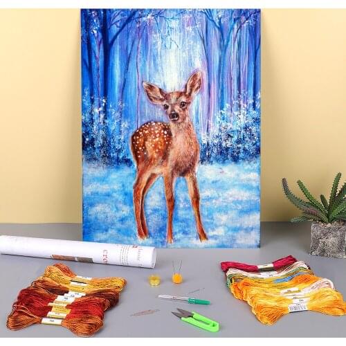 Natural Scenery First Winter Printed 11CT Cross-Stitch DIY Embroidery Complete Kit DMC Threads Handicraft Handiwork Decor
