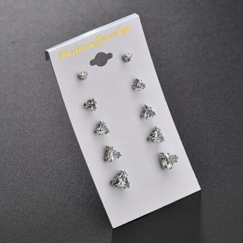 Cubic Zircon Triangle Square Earring Set For Girls Crystal Statement Small Earring Jewelry Metal Wedding trend Earrings ER200106