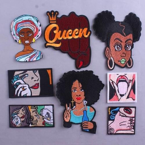 Sexy Girl Lips Patch Iron On Patches For Clothing Hip Hop Embroidery Patch Rock Clothing African Girl Applique Badge Accessories
