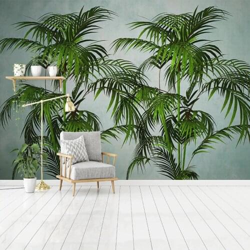 Custom Size Tropical Green Plant Banana Leaf Mural Home Decoration Modern Dining Room Living Room Wallpaper For Bedroom Walls 3D
