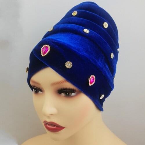 Latest African Auto Geles Aso Oke Headtie Already Made Headties Shinning Sequins Turban Cap For Women Ready Female Head Wraps