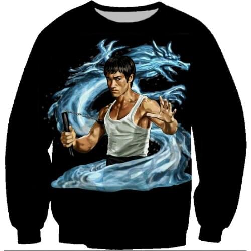 New Hipster Hiphop Bruce Lee Kongfu 3D Print Sweatshirts Men Streetwear Pullover Outerwear Boy Coat Tops 2019 Autumn harajuku