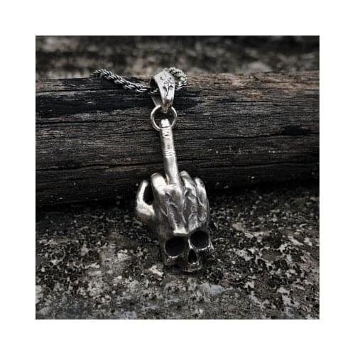 Onlysda Retro Broken Damaged Skull Pendant Necklace Mens Fashion Biker Rock Punk Jewelry Antique Chain OSDZ038