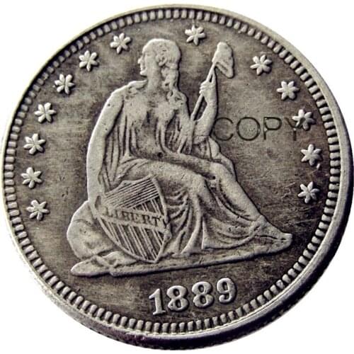USA 1889 Seated Liberty Quarter Dollars Silver Plated 25 Cents Copy Coin
