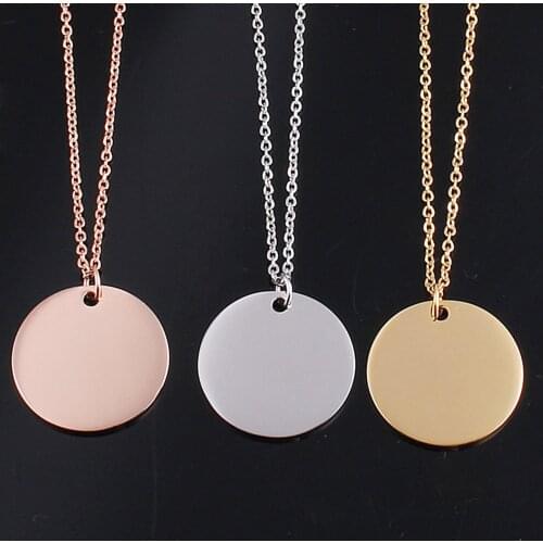 DoreenBeads Stainless Steel Necklace 10mm/25mm Round Blank Stamping Tags DIY Customize Charms Jewelry Gifts 45cm long, 1Piece