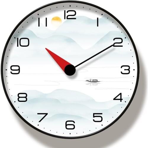 Chinese Element Glass Clock Household Mute Living Room Bedroom Modern Decorative Wall Watch Quartz Round Clocks