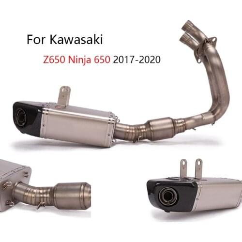 Titanium Alloy Exhaust System for Kawasaki Z650 Ninja 650 2017-2020 Motorcycle Exhaust Pipe Front Link Pipe Slip On 51MM Escape