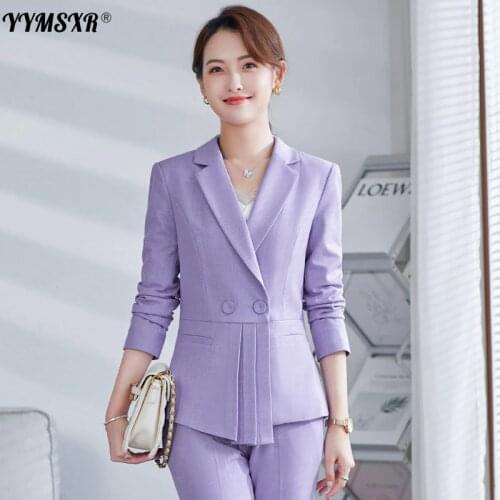 S-5XL Large Size High Quality Womens Suit Pants Two-piece Fall/Winter Slim Double-breasted Workwear Female