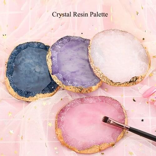 1PC Resin Nail Art Color Palette Crystal Agate Nail Paint Palette Women Manicure Polish Drawing Mixing Palette Nail Art Tools