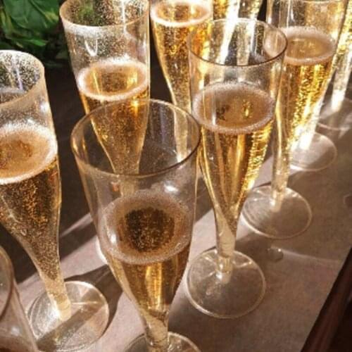 20Pcs Gold Glitter Plastic Champagne Flutes Disposable Cups Toasting Glasses Wedding Baby Shower Party Supplies