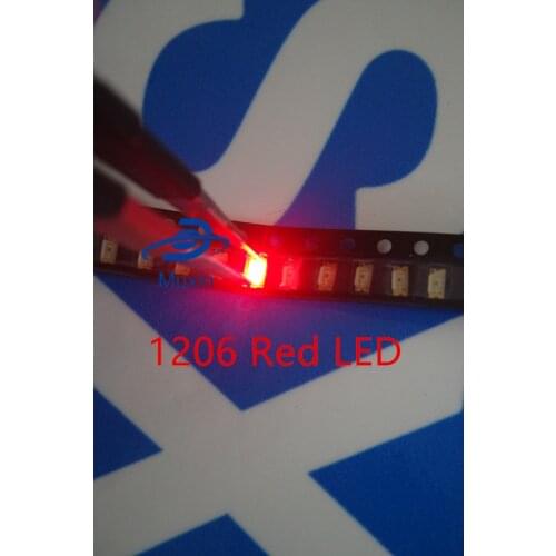 200PCS Free Shipping 1206 red light light-emitting diode SMD LED 3216 Diodes SMD 1206 led 620-625NM 100-120MCD 2,0-2.6V 3.2*1.6