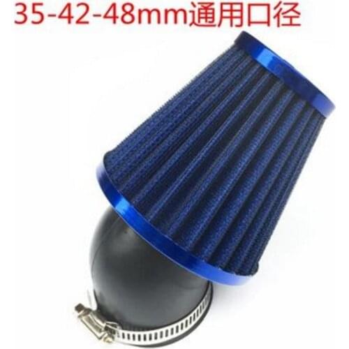 35/42/48MM Universal curved mouuth Air Filter Motorcycle ATV Scooter Pit Bike Air Cleaner Intake Filter For Honda Yamaha blue