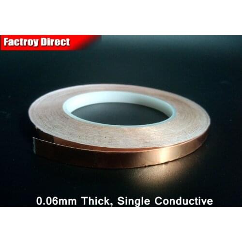 7mm*30M*0.06mm) Adhesive Copper Foil Tape for EMI Shielding Masking, Art Glass Wrap