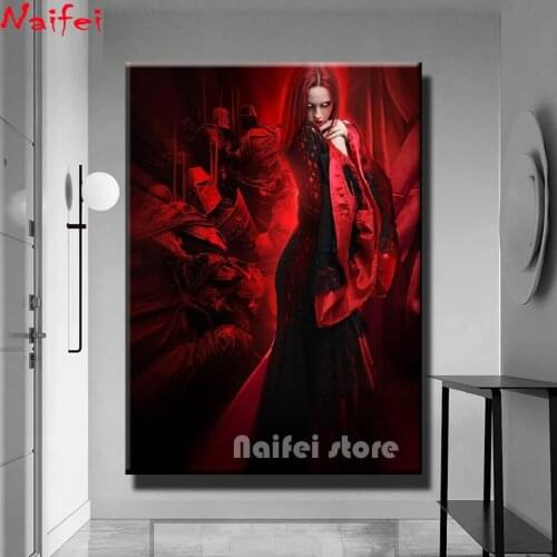 Diamond Painting Full Square Round Drill Vampire Woman 5D Embroidery Gothic Cross Stitch Darkness Lady Home Decoration Art
