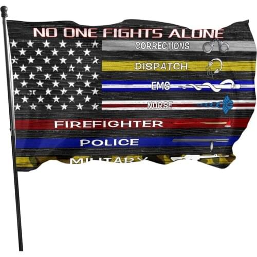American Flag No One Fights Alone First Responder Breeze Flag Polyester Single Layer Translucent Flags 90 X 150CM - Banner