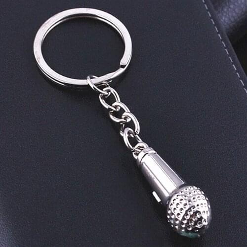 Zinc Alloy Microphone Keychain Key rings Men Jewelry Key chains Car Key accessories Gift for friends 10pcs