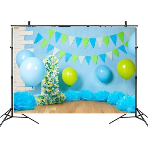 Birthday Party Backdrop Baby Blue Balloon Photography Background Baby Shower Celebration Photo Booth Studio Decor
