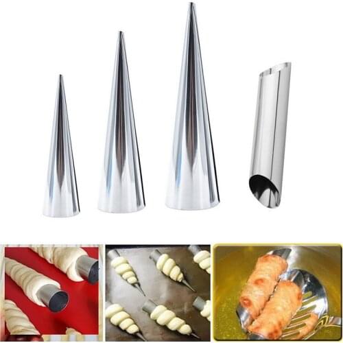 Cream Horn Moulds Stainless Steel DIY Baking Cones Spiral Baked Croissants Tubes Horn Pastry Roll Cake Molds