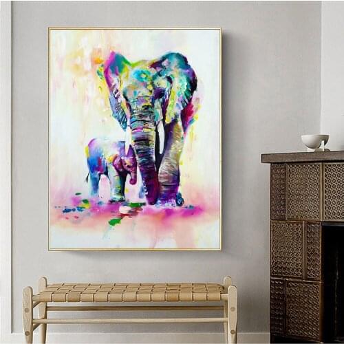 Graffiti Watercolor Colorful Elephant Art Canvas Print Painting Animal Wall Picture Living Room Nordic Home Decoration Poster