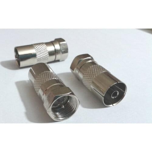 100pcs Coax TV Adapter Connector PAL Female Jack to NTSC F-type F Male Plug Connector New