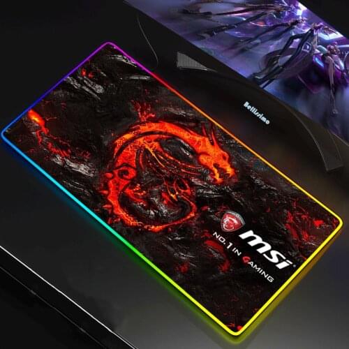 RGB Mouse Pad Large Anime Mousepad RGB MSI Logo Computer Mouse Pad Gamer Mause Pad XXL LED Backlit Keyboard Desk Mat gaming mat