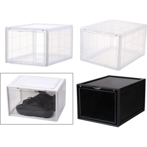 Sneakers Box Plastic Shoes Box Stackable Display Cabinet Storage Box Dustproof Shoe Rack Organizer